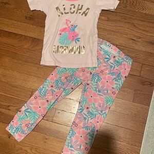 The Children's Place Pink Floral Pajama Set- aloha morning 4T